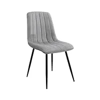 akord | 1 pièce chaise de salle à manger en velours | chaise velour moumoute | chaise matelassée avec pieds en acier | fauteuil coiffeuse | moderne | capacité de charge: 125 kg | gris