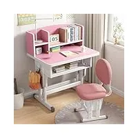 ensemble de bureau et de chaises pour enfants, table de bureau ergonomique réglable en hauteur, poste de travail informatique avec tiroir, bibliothèque intégrée, meubles de chambre