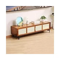 wolwes meuble tele bambou meuble television table tv meuble tv avec rangement banc tv pour salon, chambre, entrée, bureau (color : brown, size : 1.2m)