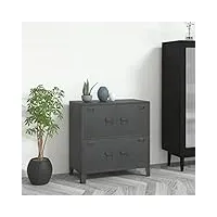 talcus home furniture coffre de rangement industriel en acier anthracite 75 x 40 x 80 cm