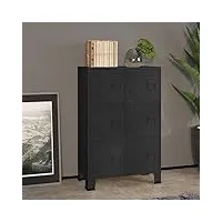techpo home furniture coffre de rangement industriel en métal noir 75 x 40 x 115 cm
