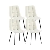 clp lot de 4 chaises de salle ‡ manger antibes tissu i chaise rembourrÈe avec structure mÈtallique i chaise de cuisine, couleur:crËme