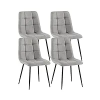 clp lot de 4 chaises de salle ‡ manger antibes tissu i chaise rembourrÈe avec structure mÈtallique i chaise de cuisine, couleur:gris clair