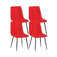 clp lot de 4 chaises de salle ‡ manger antibes tissu i chaise rembourrÈe avec structure mÈtallique i chaise de cuisine, couleur:rouge