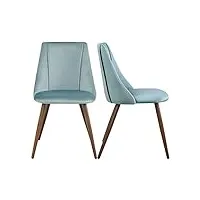 furniturer lot de 2 chaises de salle à manger scandinaves en velours avec dossier carré à double ligne, pour cuisine salon, vert lac, métal, 46 x 43 x 83 cm