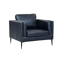 ibbe design valencia fauteuil tv rembourré avec housse en cuir véritable et ressorts ensachés noir
