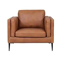 ibbe design valencia fauteuil tv rembourré avec housse en cuir véritable et ressorts ensachés marron