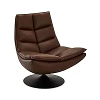 furnhouse ibbe design miami fauteuil de salon pivotant avec housse en cuir véritable motif lunes style scandinave pour salon, chambre à coucher, home cinéma marron