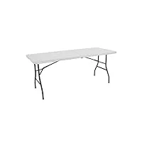 thinia home table de restauration pliable portable rectangulaire 180 cm table polyvalente : camping, événements dans des espaces extérieurs ou intérieurs | table en résine et pieds en acier | 4-6