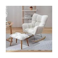skordo fauteuil à bascule rembourré moderne du milieu du siècle avec tabouret pour adulte – idéal pour le salon, la chambre à coucher et la lecture – tissu touffeté et design confortable