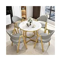 ensemble de table à manger ronde moderne pour, ensemble de table à manger 5 pièces 1 table et 4 chaises, table à manger ronde et chaises de salle à manger avec plateau en marbre