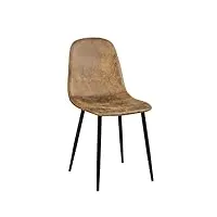 homy casa chaises de salle à manger, de cuisine, en daim, assise rembourrée en tissu avec pieds en métal pour salle à manger, marron