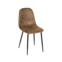 furniturer 1 chaise de salle à manger en suédine scandinave vintage chaises de cuisine pour salle à manger, cuisine, salon, pieds noirs, marron