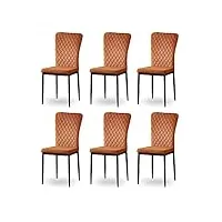 ainpecca lot de 4 chaises salle à manger avec haut dossier, chaises de salon siège en velours, cadre en métal revêté, chaises de bureau scandinaves pour salle à cuisine et conférence (6, orange)