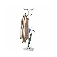 casaria® porte-manteau avec socle blanc en marbre 14 crochets 37x37x175cm portemanteau sur pieds stable tête pivotante