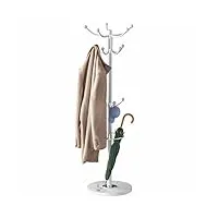 casaria® porte-manteau blanc avec base en marbre 14 crochets 37x37x175cm portemanteau sur pieds rangement porte-parapluie