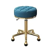 fauteuil roulant réglable en acier doré 5 griffes pour salon de beauté, bureau, tabouret de bar - siège rond avec roues de terre - meuble ergonomique idéal (47-64 cm)