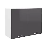 meuble haut de cuisine, armoire de cuisine murale élément haut armoire suspendue gris brillant 80x31x60 cm aggloméré