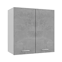 toshilian meuble haut de cuisine, armoire de cuisine murale élément haut armoire suspendue gris béton 60x31x60 cm aggloméré