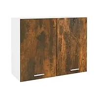 toshilian meuble haut de cuisine, armoire de cuisine murale élément haut armoire suspendue chêne fumé 80x31x60 cm bois d'ingénierie