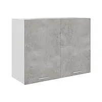 toshilian meuble haut de cuisine, armoire de cuisine murale élément haut armoire suspendue gris béton 80x31x60 cm aggloméré