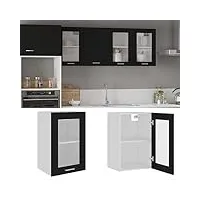 toshilian meuble haut de cuisine, armoire de cuisine murale élément haut armoire en verre suspendue noir 40x31x60 cm aggloméré