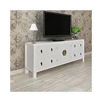 meuble tv, banc tv support de télévision table tv bas armoire basse meuble tv blanc 110x24x48 cm bois d'ingénierie