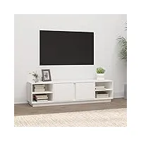 meuble tv, banc tv support de télévision table tv bas armoire basse meuble tv blanc 156x40x40 cm bois de pin massif