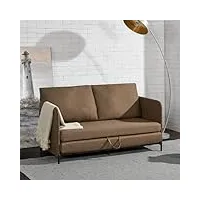 [en.casa] canapé 2 places convertible banquette lit d'appoint bz canapé-lit futon divan pour studio salon chambre d'invité acier polyester 78 x 125 x 67 cm marron