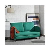 [en.casa] canapé 2 places convertible banquette lit d'appoint bz canapé-lit futon divan pour studio salon chambre d'invité acier polyester 78 x 125 x 67 cm vert