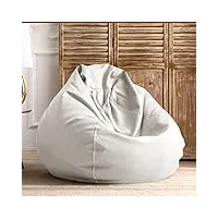 big luxury sofa pouf cover faux cuir poire bean bag pouf couverture Étanche paresseux bean bag chair no filler outdoor beanbag couch puff (color : beige white, size : d100cm-empty cover)