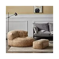 cobyda ensemble de canapés poufs en simili cuir beige - confortables pour adultes avec ottoman, pouf et repose-pieds - meubles d'angle pour la détente et le style (canapé + pédale a)