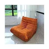 cobyda chauffeuse en daim orange – un pouf moderne pour une détente ultime dans le salon, la chambre ou le balcon.
