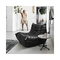 chauffeuse moderne : canapé pouf de salon élégant pour une vie paresseuse en cuir microfibre noir - parfait pour lire, se détendre et se balancer dans le salon, la chambre ou le balcon