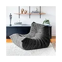 chauffeuse en daim gris foncé : un pouf lounge moderne pour un confort ultime dans votre salon ou votre chambre