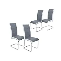 lot de 4 chaises de salle à manger, siège rembourré simili cuir pour salle à manger, séjour, capacité 120 kg, 43 x 44.5 x 97 cm, gris
