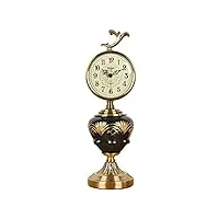 horloge de bureau antique, horloge de bureau de table vintage, horloge de cheminée à quartz en métal, mouvement silencieux, horloge de table décorative pour la maison et le bureau