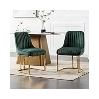 wahson chaises salle à manger lot de 2 chaises de salle à manger en velours chaise de cuisine avec pied doré, chaise salle a manger moderne avec coussin Épais, vert