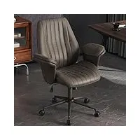 chaise de bureau ergonomique à haut dossier - design moderne - en daim - pivotante et réglable - avec repose-pieds - vert - dossier moyen