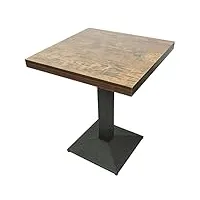 mayma table de bar, table à manger, table carrée industriel rétro, 60 * 60 * 75cm, table de cuisine planche de bois + pieds en fer, charge maximale 120kg