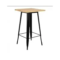 mayma table de bar bois métal table mange debout fer design industriel table haute de bistro,table haute carrée 60 * 60 * 110cm mange debout style industriel en métal,pour 2 à 4 personnes