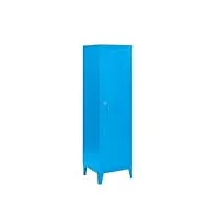 mmt furniture designs ltd armoire à casier en métal en orange, jaune, bleu, blanc, gris, verrouillable, armoire de rangement fine à une porte, style industriel (bleu - ral 5015, 137 cm)
