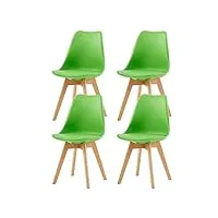 eggree lot de 4 chaise salle à manger scandinaves sgs tested chaise rembourrée de cuisine, rétro chaise de bureau avec pieds en bois de hêtre massif, vert
