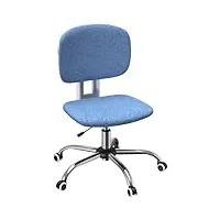 vinsetto chaise de bureau confortable fauteuil de bureau avec roulettes,hauteur réglable, pivotant 360°, dossier incurvé, en tissu respirant, bleu clair