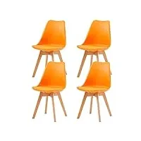 eggree lot de 4 chaise salle à manger scandinaves sgs tested chaise rembourrée de cuisine rétro chaise de bureau avec pieds en bois de hêtre massif, orange