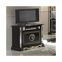 dansmamaison meuble tv 2 portes 1 niche noir/or - adele - l 106 x l 48 x h 78 cm