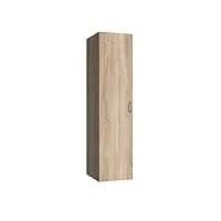 pegane armoire de rangement en bois mélamine coloris imitation chêne - longueur 30 x hauteur 185 x profondeur 54 cm