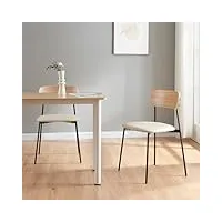 [en.casa] lot de 2 chaises de salle à manger ensemble de 2 chaises set de 2 chaises Écolier simili contreplaqué métal 78 x 45 x 48 cm beige noir effet bois