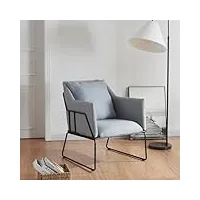 [en.casa] chaise de salle à manger fauteuil confortable avec accoudoirs pour salon chambre bureau capacité 130 kg polyester métal 82 x 68 x 78 cm gris noir