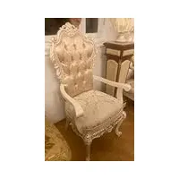 casa padrino chaise de salle à manger baroque de luxe avec accoudoirs or/blanc/crème - magnifique chaise de cuisine de style baroque - meuble de salle à manger de luxe de style baroque
